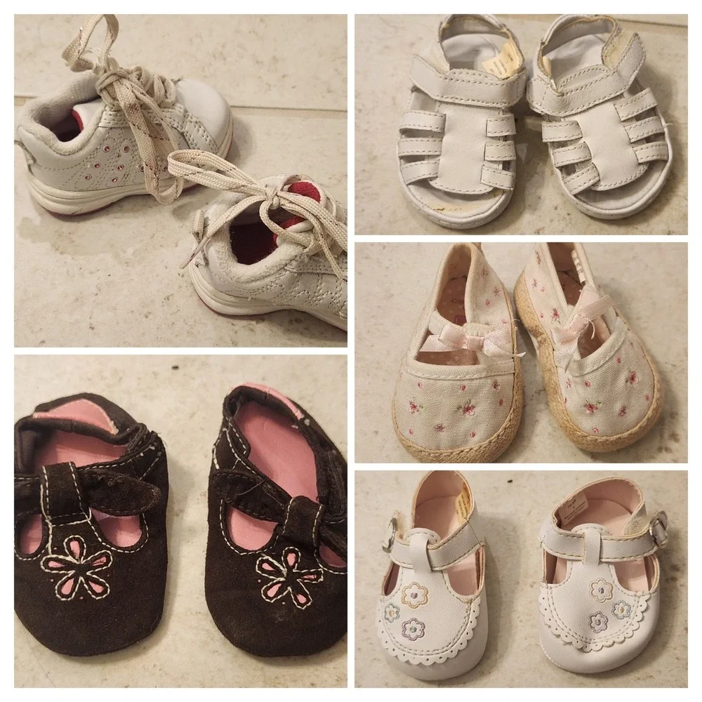 Baby Girl Shoe Bundle Size 0-1 Carters Sandals Mary Janes Sneakers 5 Pairs